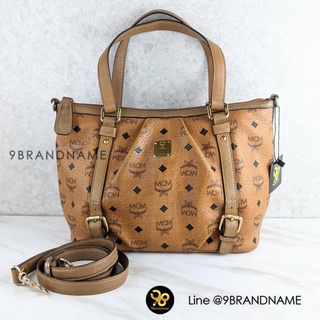 กระเป๋ามือสองแท้100%M​C​M Cognac Zipper Tote