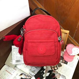 💕 kipling alber solid Convertible mini backpack (HD7349)🐣 กระเป๋าเป้ขนาดมินิ  สไตล์ 3in1 สีแดง