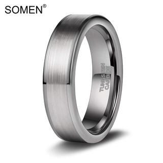 สินค้า Somen แหวนหมั้น ทังสเตน สีเงิน เนื้อแมตต์ 6 มม. สําหรับผู้ชาย ผู้หญิง ไซซ์ 4-15