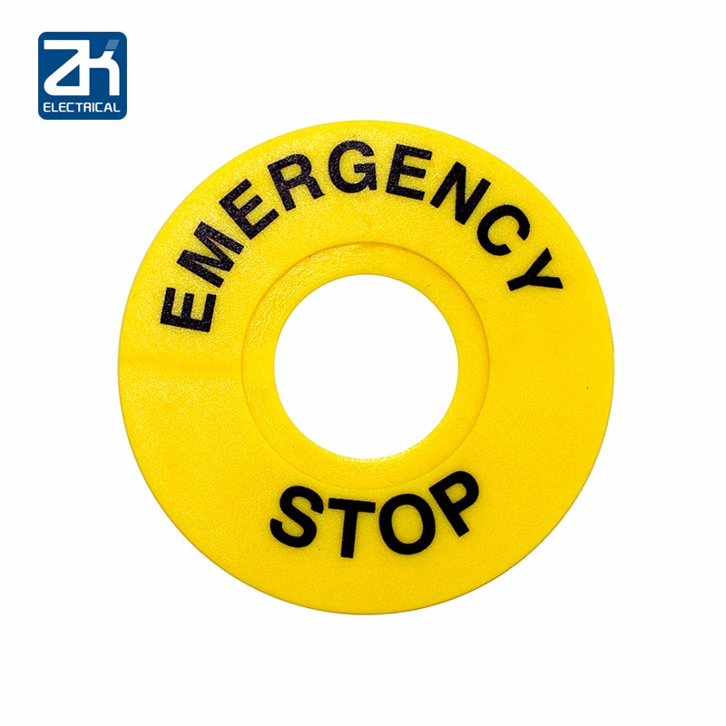 10pcs/lot ABS Emergency Stop Button Switch Alarm Ring Yellow Sign ...