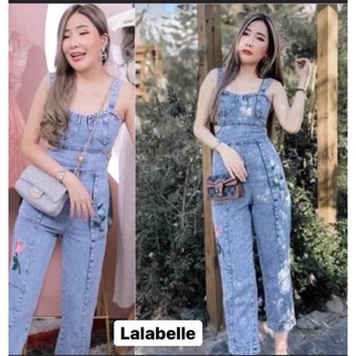 จั้มยีนส์ขายาว ป้ายlalabell sz.l ทรงสวยมีดีเทล