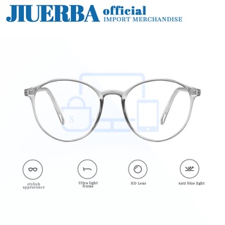 JIUERBA แว่นกรองแสง TR90 แว่นสายตาสั้น กรอบกลม ป้องกันแสงสีฟ้า คลาสสิค ป้องกันความเมื่อยล้า uv400 แว่นตาสำหรับผู้ชายและผู้หญิง