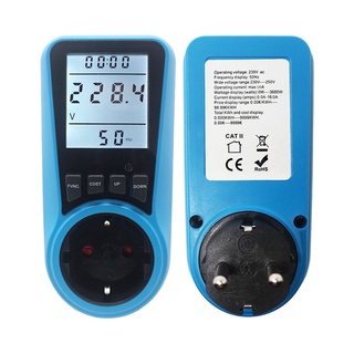 เครื่องวัดพลังงาน รองรับ 220V 50Hz ในไทย มีไฟ Backlight เปิดปิดได้ คำนวณค่าไฟได้ Power Meter Energy Watt Plug Meter LCD