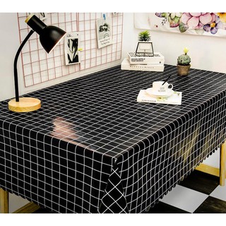 ผ้าปูโต๊ะ PVC กันน้ํา กันน้ํามัน กันลื่น แบบลายสก๊อตขาวดำ ไม่มีกลิ่น กันน้ำมันกันความร้อน ทนทาน ผ้าปูโต๊ะอาหาร