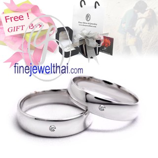 Finejewelthai-แหวนเงินแท้-แหวนคู่-แหวนเพชรแท้-Diamond-Couple-Ring-Silver-Diamond_Gift_Set13