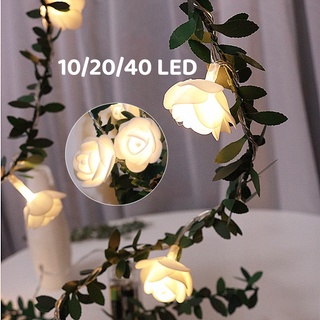 💕COD💕สายไฟ LED กุหลาบจำลอง ไฟตกแต่ง 10/20/40LED ไฟนางฟ้า