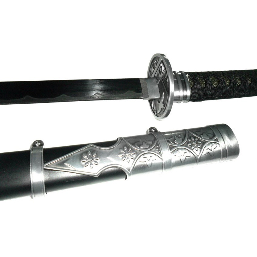 japan-ดาบดาบซามูไร-heisei-silver-sword-แท่นวาง-ranbutaroutachi-สีดำตัดเงิน