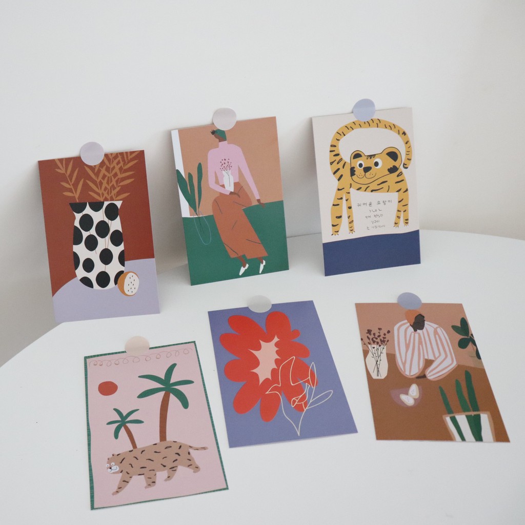 พร้อมส่ง-โปสการ์ด-ตกแต่งห้อง-nordic-instagram-style-abstract-character-room-decorative-card