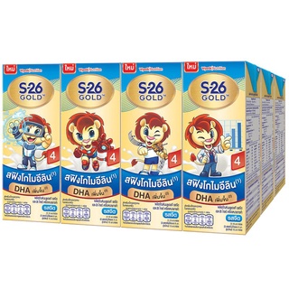 (แพ็ค 12) S-26 Gold Progress 4 UHT Milk เอส-26 โกลด์ โปรเกรส นมยูเอชทีรสจืด สูตร 4 180 มล.