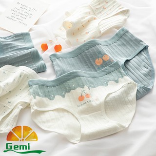 สินค้า 👑Gemi Gemi Gemi👑 #g-009 กางเกงใน 4.4 ชุดชั้นในเนื้อนิ่ม. ผ้าคอตตอนแท้ ลายผลไม้เชอรี่ น่ารัก ใส่สบาย