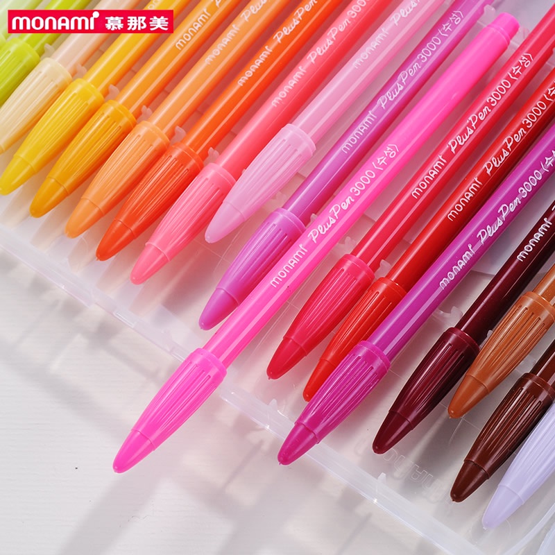 monami-plus-pen-3000-สีน้ํา-12-24-36-สี-ปากกาเจล-0-3-มม-หัวไฟเบอร์-สําหรับโรงเรียน-เขียน-วาดภาพ-ร่างภาพ