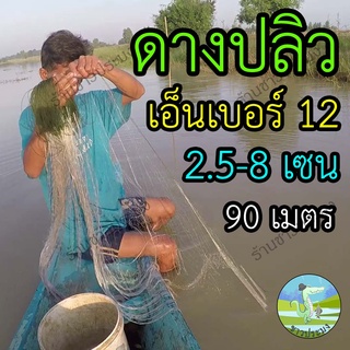 ดางปลิว เอ็นเบอร์ 0.12 ขนาด 2.5-8 เซน ลึก 20-50 ตา ครึ่งผืน ยาว 90 เมตร พร้อมใช้งาน ตาข่ายดักปลา ตาข่ายเอ็น เนื้ออวน มอง