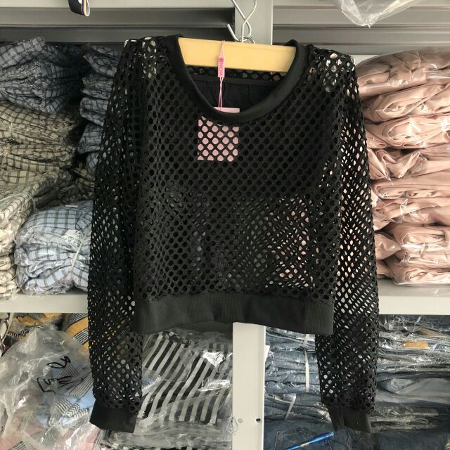 เสื้อแขนยาวตาข่าย-ใส่แล้วแซ่บเฟร่ออ-มีเกาะอกตัวในแถมให้นะคะ