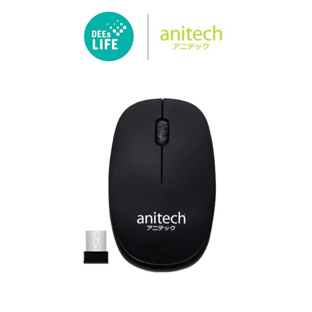 ภาพหน้าปกสินค้าAnitech Wireless mouse เมาส์ไร้สาย รุ่น W217 สีดำ รับประกัน 2 ปี