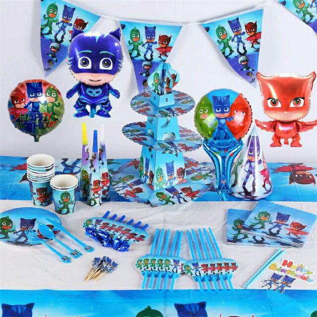 [Ready Stock] PJ Mask Theme Birthday Party Decor -Cupcake Stand,Table Cover,Flag,Hat,Bag,mask