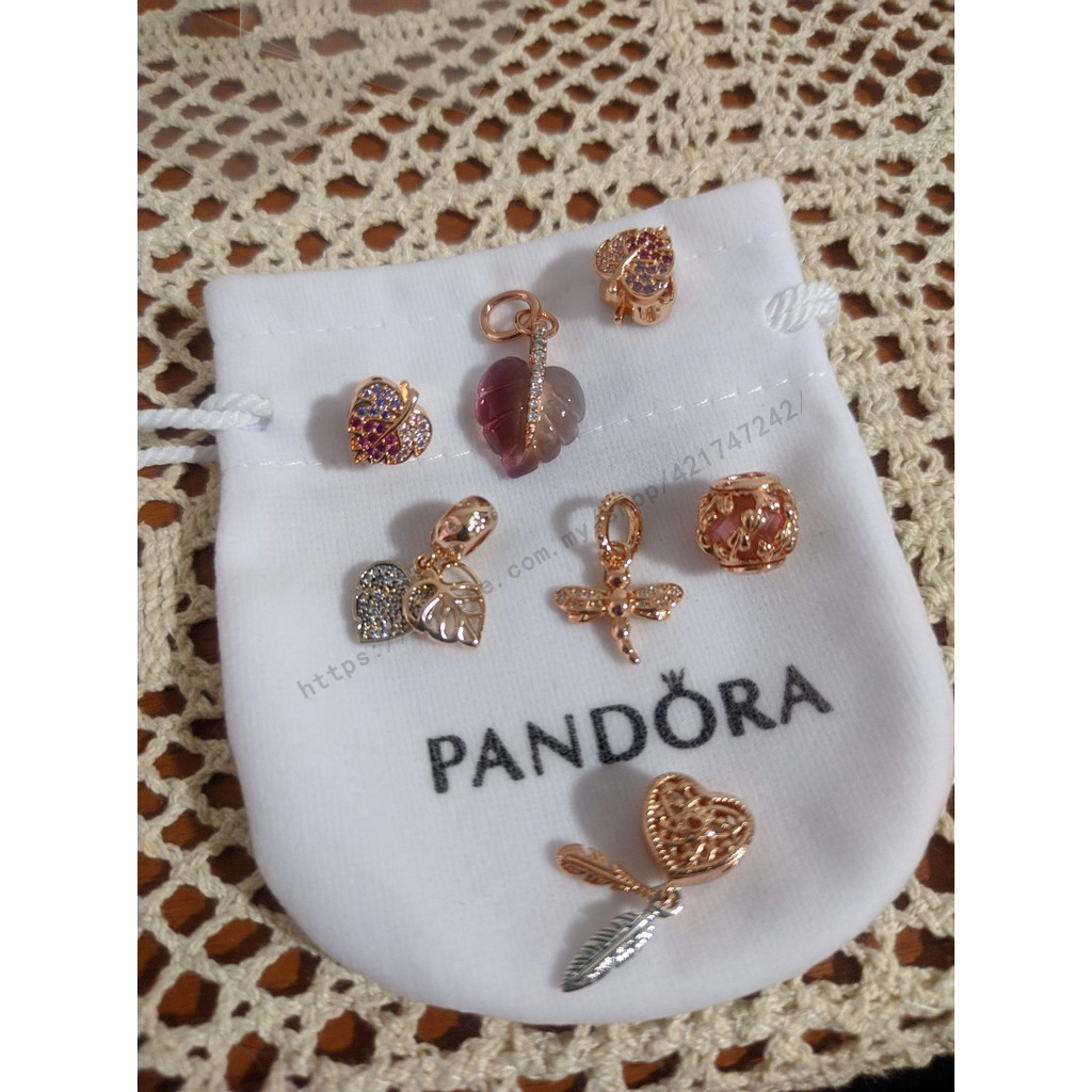 pandora-จี้รูปใบไม้-และต้นไม้-สีชมพู-เงิน-925-diy-สําหรับของขวัญวันเกิด-ผู้หญิง-p825