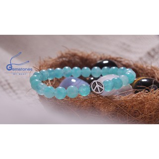 Gemstons By Boat : สร้อยข้อมือหิน อมาโซไนต์ : Amazonite  : หินขนาด 7 มิลลิเมตร  (ข้อมือไม่เกิน 17 เซนติเมตร)