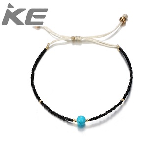 Jewelry Simple hand-woven rice bead rope geometric turquoise anklet for girls for women low pr