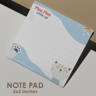 Moo Moo Note Pad กระดาษโน้ตแบบฉีก ไม่มีกาว พกพาสะดวก กระดาษหนา 80 gsm, 3x3 นิ้ว 30 แผ่น