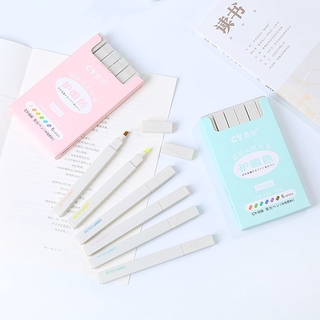 Morandi Luminous Pen Set ปากกาเน้นข้อความ Retro สีสันสดใส อุปกรณ์นักเรียน Stylus ชุดเครื่องเขียนปากกาเน้นข้อความ