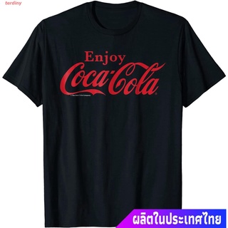 terdiny เสื้อยืดผู้ชายและผู้หญิง Coca-Cola Enjoy Logo Red Graphic T-Shirt Mens Womens T-shirts