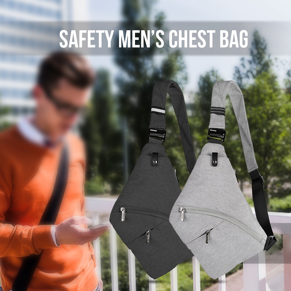 ภาพหน้าปกสินค้าRIDERLIVING Sling Bag Male Front Cross Body Bag Anti-theft Safety Chest Pocket Pouch Shoulder Bag for Men จากร้าน riderliving.th บน Shopee