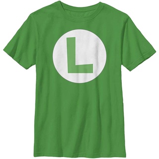 เสื้อยืดสีขาว100%cotton เสื้อยืดคอวีผู้ชาย Nintendo Boys Luigi Icon Graphic T-shirt men เสื้อ ยืด ผู้ชาย คอกลม โอเวอร์