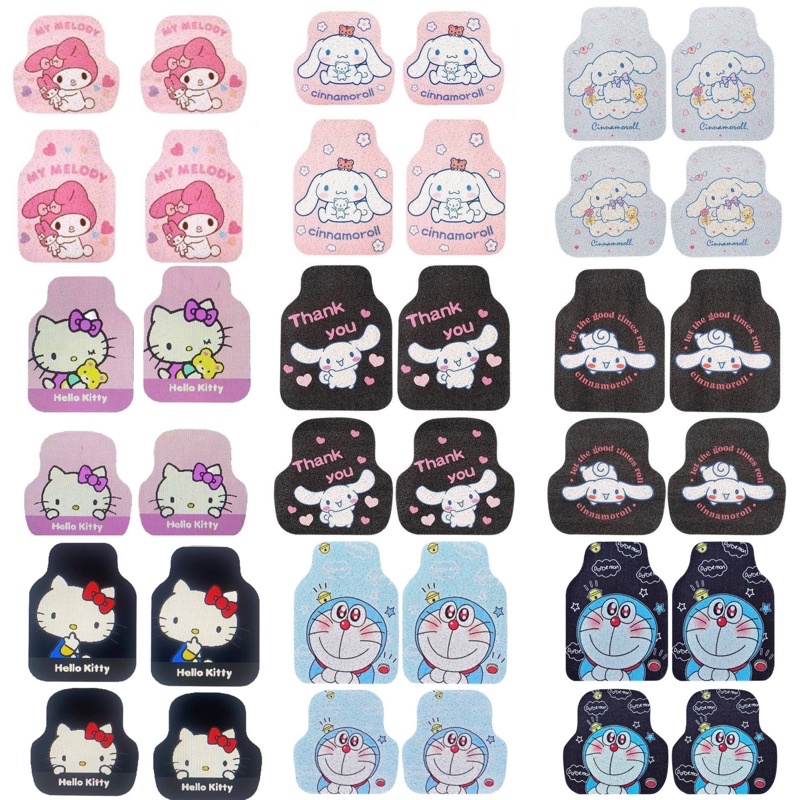 พรมรถยนต์-ชุดพรมดักฝุ่นในรถลายการ์ตูน-mymelody-cinnamonroll-doremon-kuromi