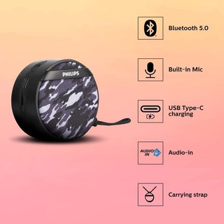 ลำโพงพกพา PHILIPS Bluetooth 5.0 Speaker (3W) USB type-C (BT2003GY)