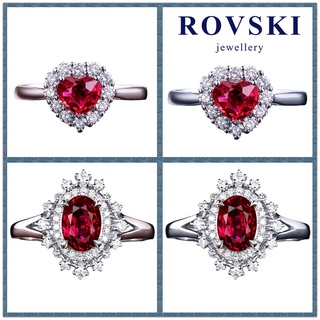 สินค้า Rovski พร้อมส่ง แหวนเงิน 925 ประดับเพชร เพทาย สีแดง สีโรสโกลด์ ขนาดใหญ่ แฟชั่นเกาหลี สําหรับผู้หญิง