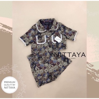 setเสื้อ+กางเกง ผ้าทอ น้อลหมี ป้าย nittaya sz.l