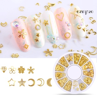 【AG】3D Metallic Metal Rivet Heart Moon Star Nail Tips Decorations Manicure Tools