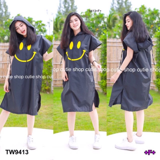 เสื้อคลุมกันฝนสกรีนลายsmile-tw9413