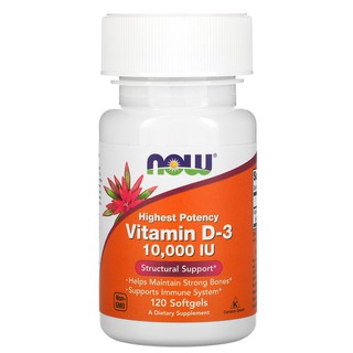 ภาพขนาดย่อของภาพหน้าปกสินค้าNow Foods, Highest Potency Vitamin D-3, 10,000 IU, 120 Softgels วิตามินดี 3 บำรุงกระดูก กระตุ้นภูมิคุ้มกัน จากร้าน eucerinthiiland บน Shopee ภาพที่ 1