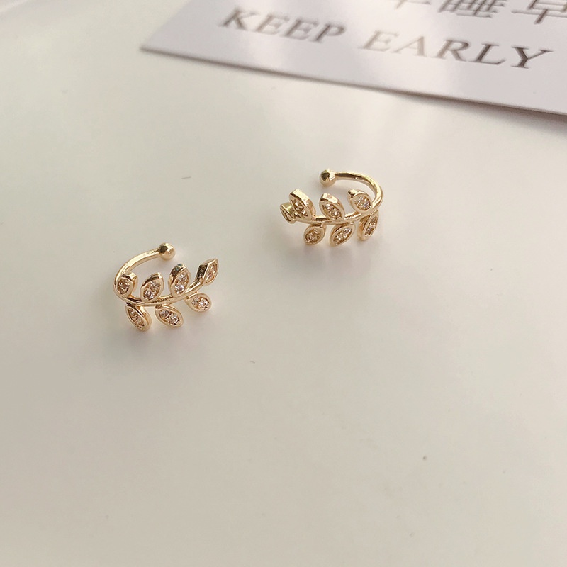 electroplating-ear-bone-clip-korean-diamond-studded-leaf-ear-clip-personality-all-match-female-earrings-without-pierced