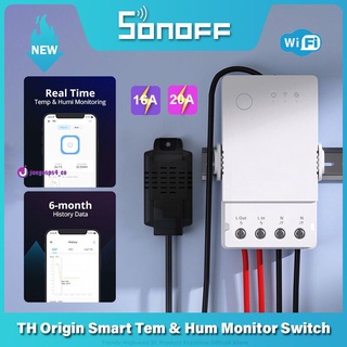 Sonoff TH Origin 16 20A Wifi สวิตช์อัจฉริยะ ฉากบ้าน รีโมตคอนโทรล อุณหภูมิ ความชื้น มอนิเตอร์ สําหรับ Alexa Google Assistant