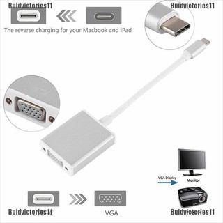 【buid•IES】สายอะแดปเตอร์ Usb 3.1 Type C เป็น VGA USB-C ตัวผู้ เป็น VGA 1080p ตัวเมีย