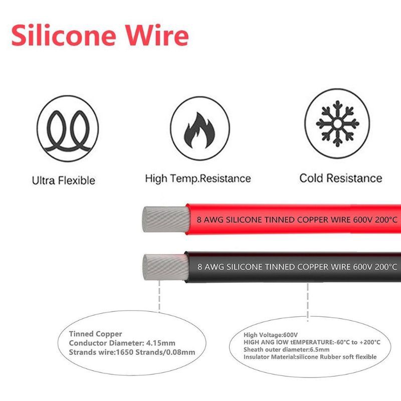 สายไฟซิลิโคนอย่างดีขนาด8-16awgทนความร้อนสูง-ทนกระแสสูงไม่ติดไฟ