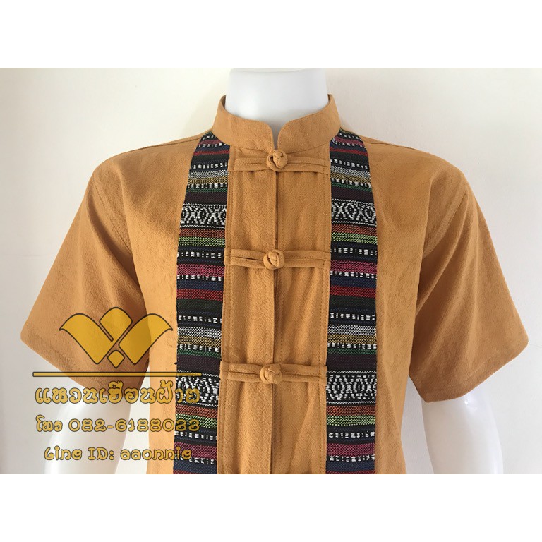 เสื้อผ้าเมือง-คอจีน-กระดุมจีน-เทป-2-ข้าง-แขนสั้น