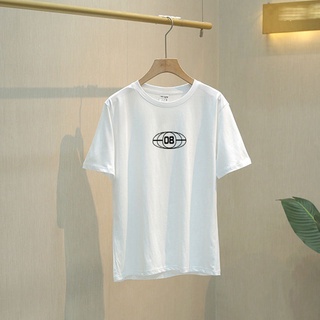 เสื้อยืดแขนสั้น คอกลม ทรงหลวม ขนาดใหญ่ แบบเรียบง่าย สไตล์เกาหลี ฮาราจูกุ แฟชั่นฤดูร้อน สําหรับผู้หญิงวัยรุ่น