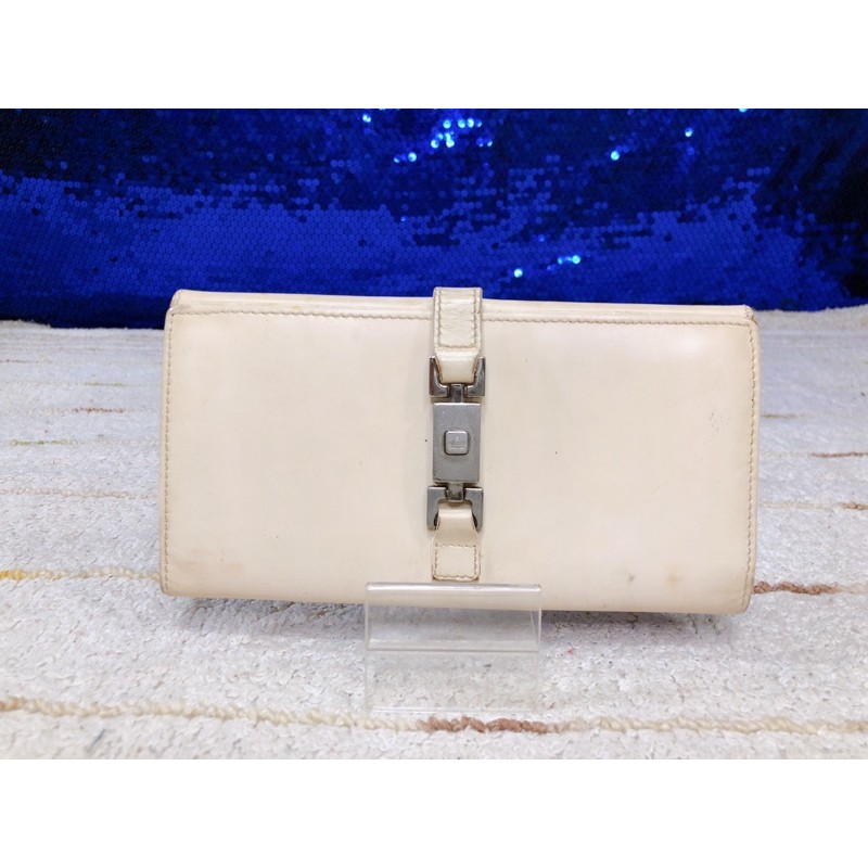 gucci-beige-leather-long-wallet-แท้