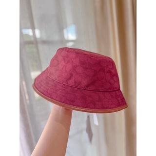 หมวก Coach C8885 งาน Shop Signature Jacquard Bucket Hat In Organic Cotton And Recycled Polyester  Size 54cm. สีแดง ลายC