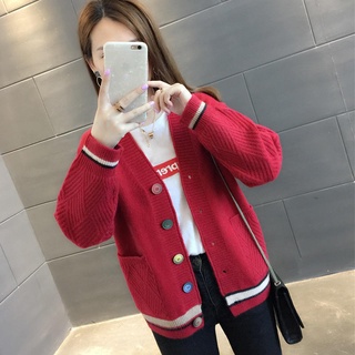 เสื้อกันหนาว เสื้อคลุมคาร์ดิแกนถักเนื้อผ้าหนานิ่มใส่สบาย A802#