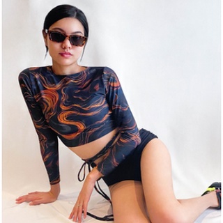 [Coralist Swimwear] เสื้อครอปทอปเปิดหลัง Crop top รุ่น Etro สี Night Wave (CRBW90)