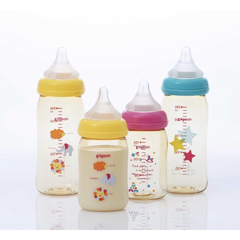 ขวดนม-pigeon-japan-สีชา-bpa-free-ของแท้-นำเข้าจากญี่ปุ่น