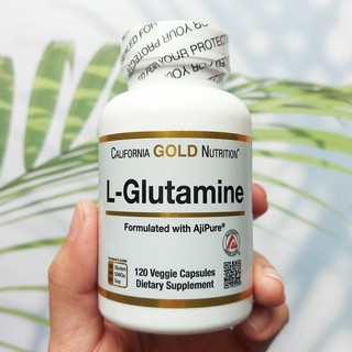 สินค้า 60% OFF ราคา Sale!!!! EXP: 11/2022 แอล-กลูตามีน L-Glutamine AjiPure 120 Veggie Capsules (California Gold Nutrition®)