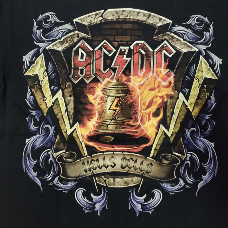 เสื้อยืดวง-acdc-hells-bells-เสื้อวงดนตรีสไตส์วินเทจไซส์ยุโรป