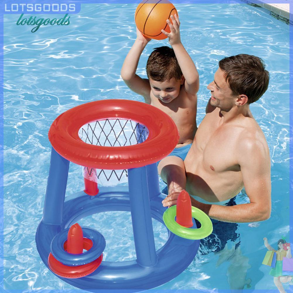 ภาพหน้าปกสินค้าแป้นบาสเกตบอลและลูกบาสเกตบอล แบบพองลม ลอยน้ำ สำหรับเล่นในสระว่ายน้ำ
