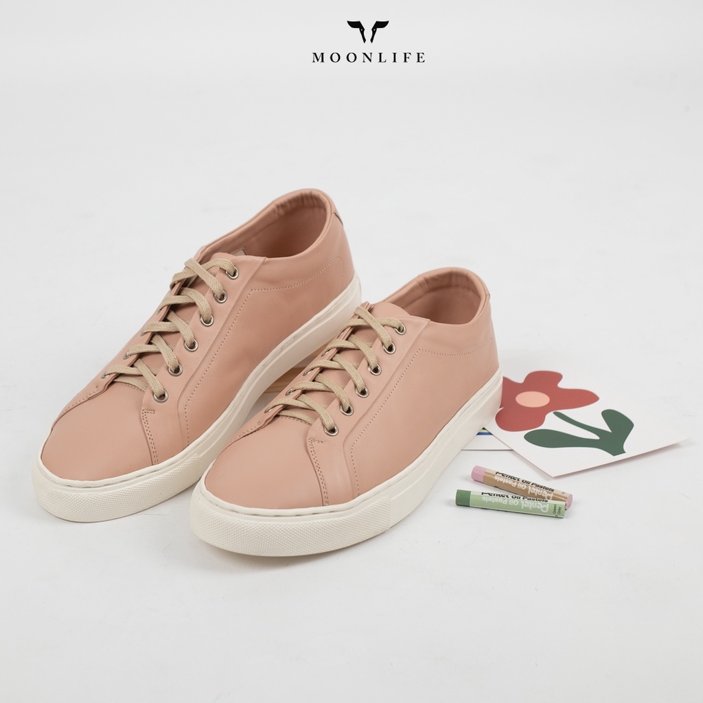 Moonlife Life Sneaker III - Pink รองเท้าหนังวัวแท้ สนีกเกอร์ หนังแท้ ...