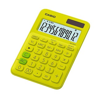 Casio Calculator เครื่องคิดเลข  คาสิโอ รุ่น  MS-20UC-YG แบบสีสัน ขนาดพอเหมาะ 12 หลัก สีเขียวมะนาว